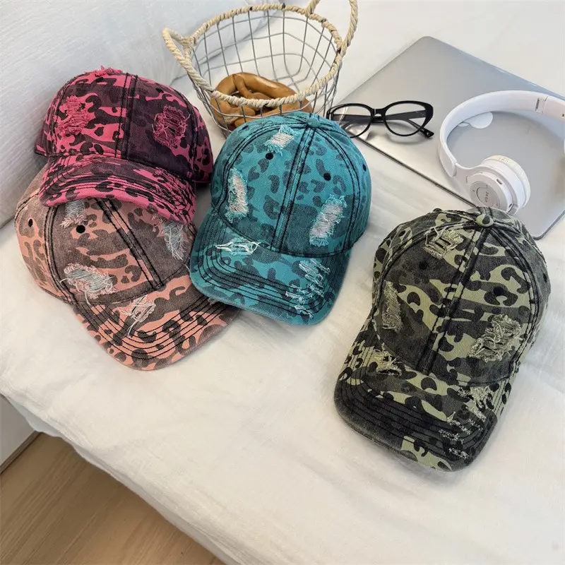 Leopard Print Baseball Cap Women Spring Summer Wide Brim Cap - Image 8