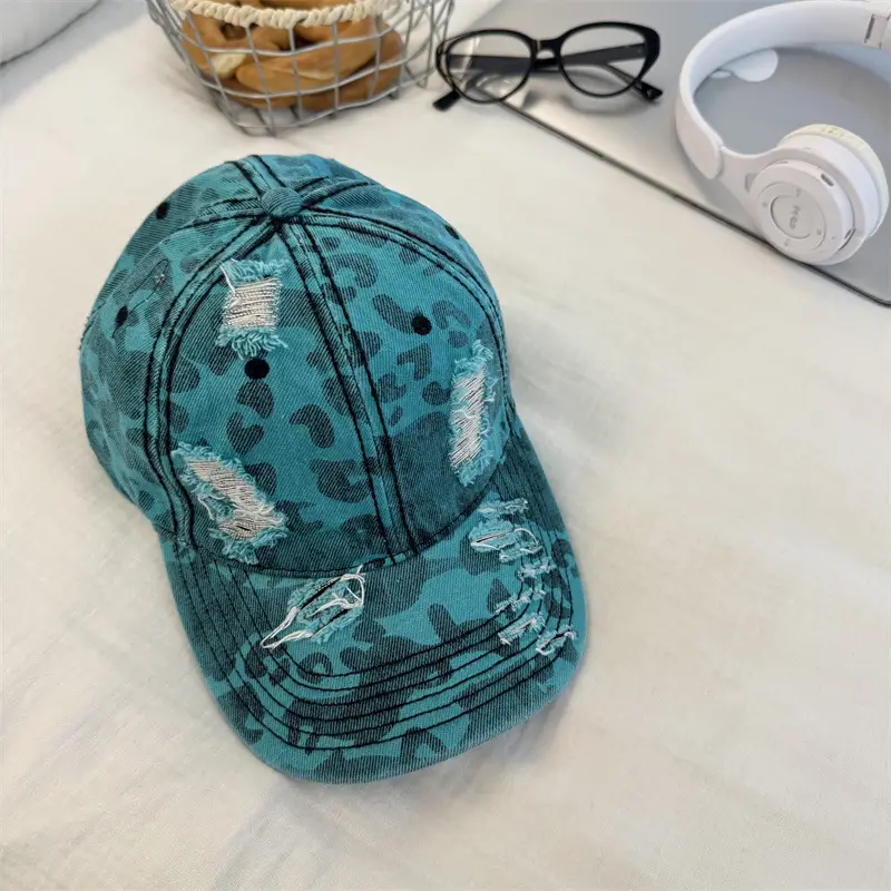 Leopard Print Baseball Cap Women Spring Summer Wide Brim Cap - Image 4