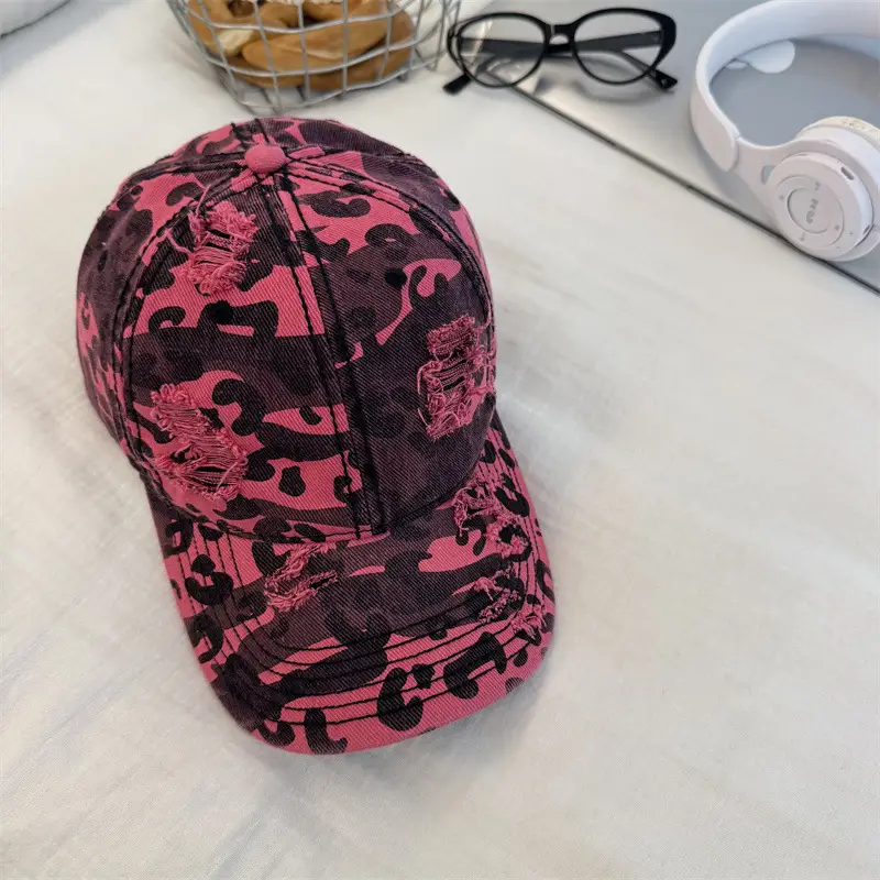 Leopard Print Baseball Cap Women Spring Summer Wide Brim Cap - Image 3