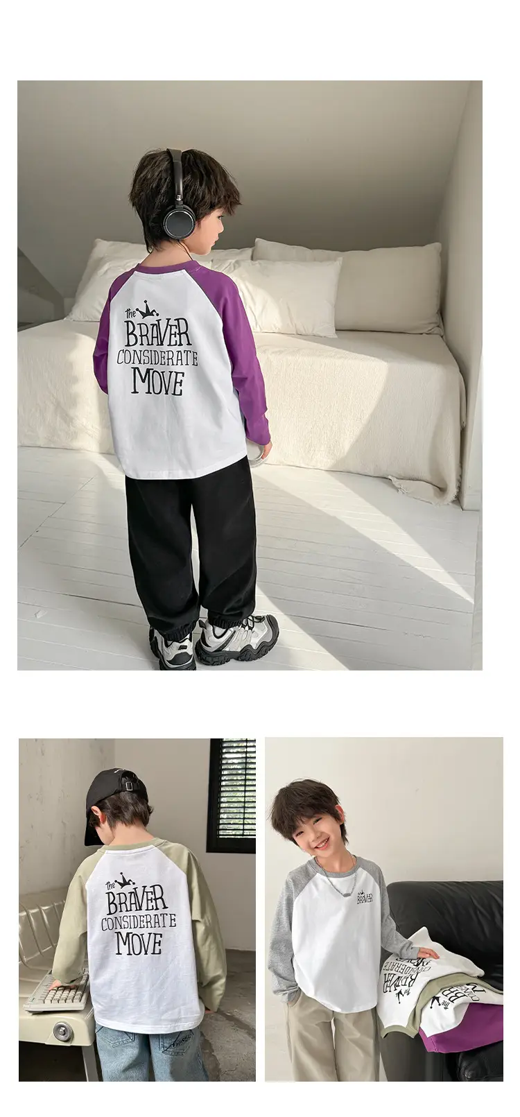Boys Cotton Raglan Sleeve T-Shirt Set 3Pcs 10% Off — feature 9