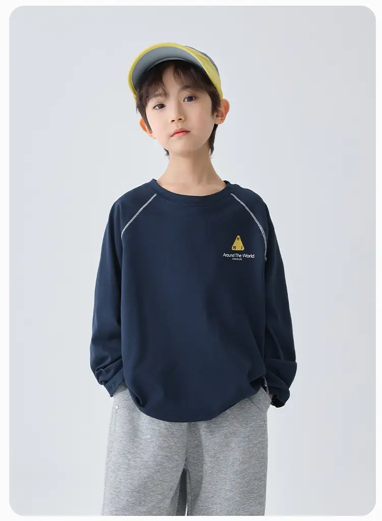 Haima Boys Long Sleeve T-Shirt Navy Blue Creap Explore Courteous — feature 12