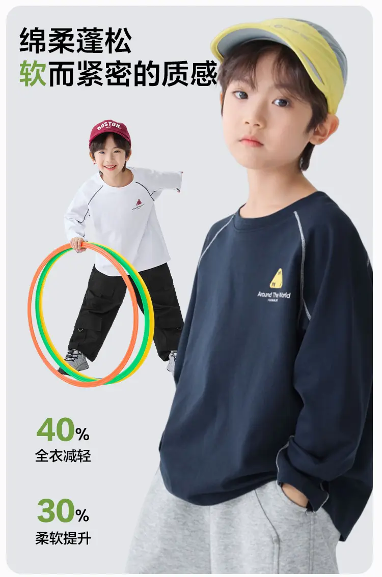 Haima Boys Long Sleeve T-Shirt Navy Blue Creap Explore Courteous — feature 3