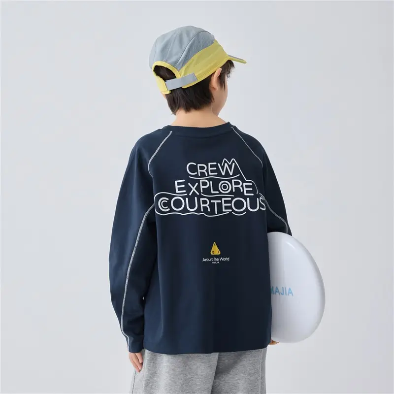 Haima Boys Long Sleeve T-Shirt Navy Blue Creap Explore Courteous - Image 2