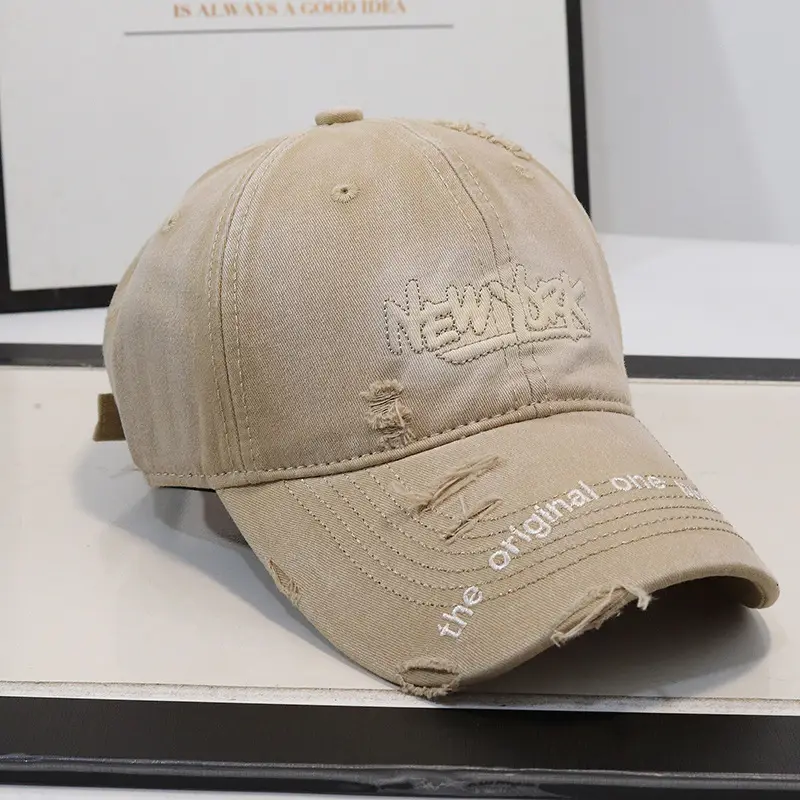New Arrival Distressed Hole Embroidered Denim Cap for Men Women - Image 9