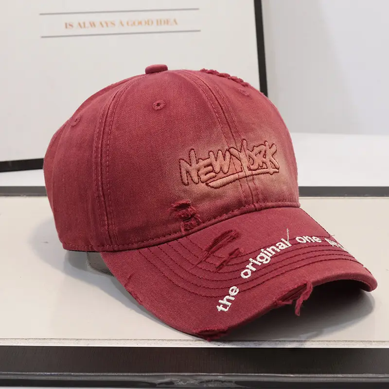 New Arrival Distressed Hole Embroidered Denim Cap for Men Women - Image 11