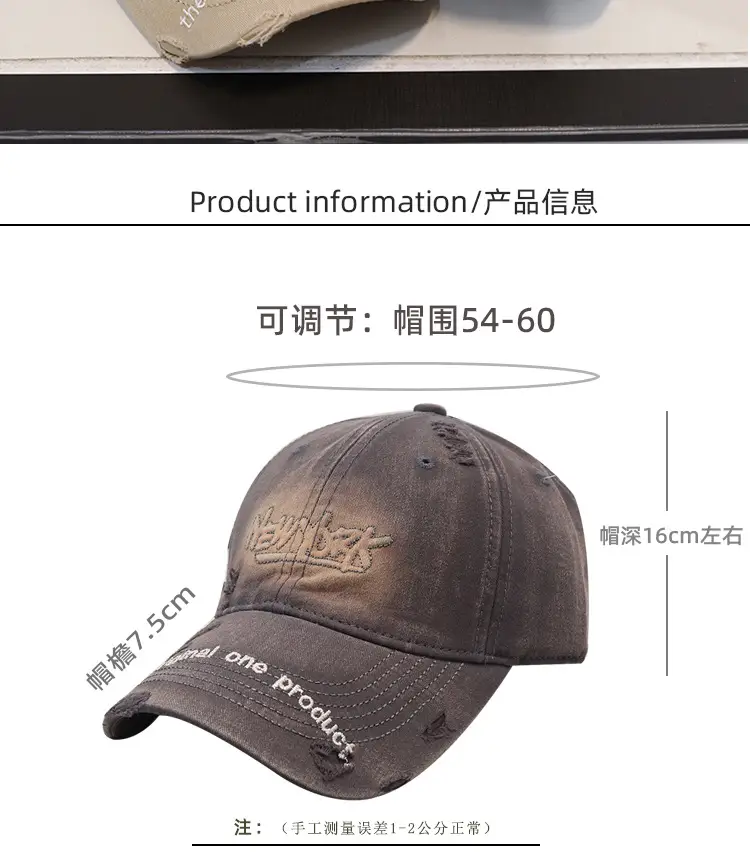 New Arrival Distressed Hole Embroidered Denim Cap for Men Women — feature 3