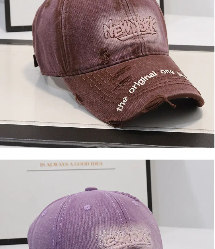 New Arrival Distressed Hole Embroidered Denim Cap for Men Women — feature 6