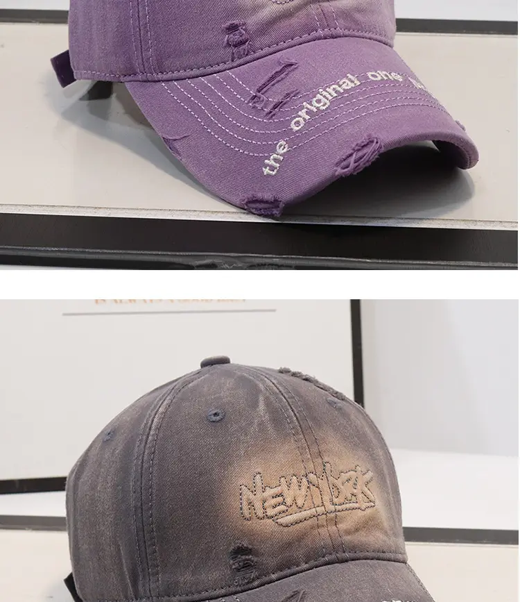 New Arrival Distressed Hole Embroidered Denim Cap for Men Women — feature 7