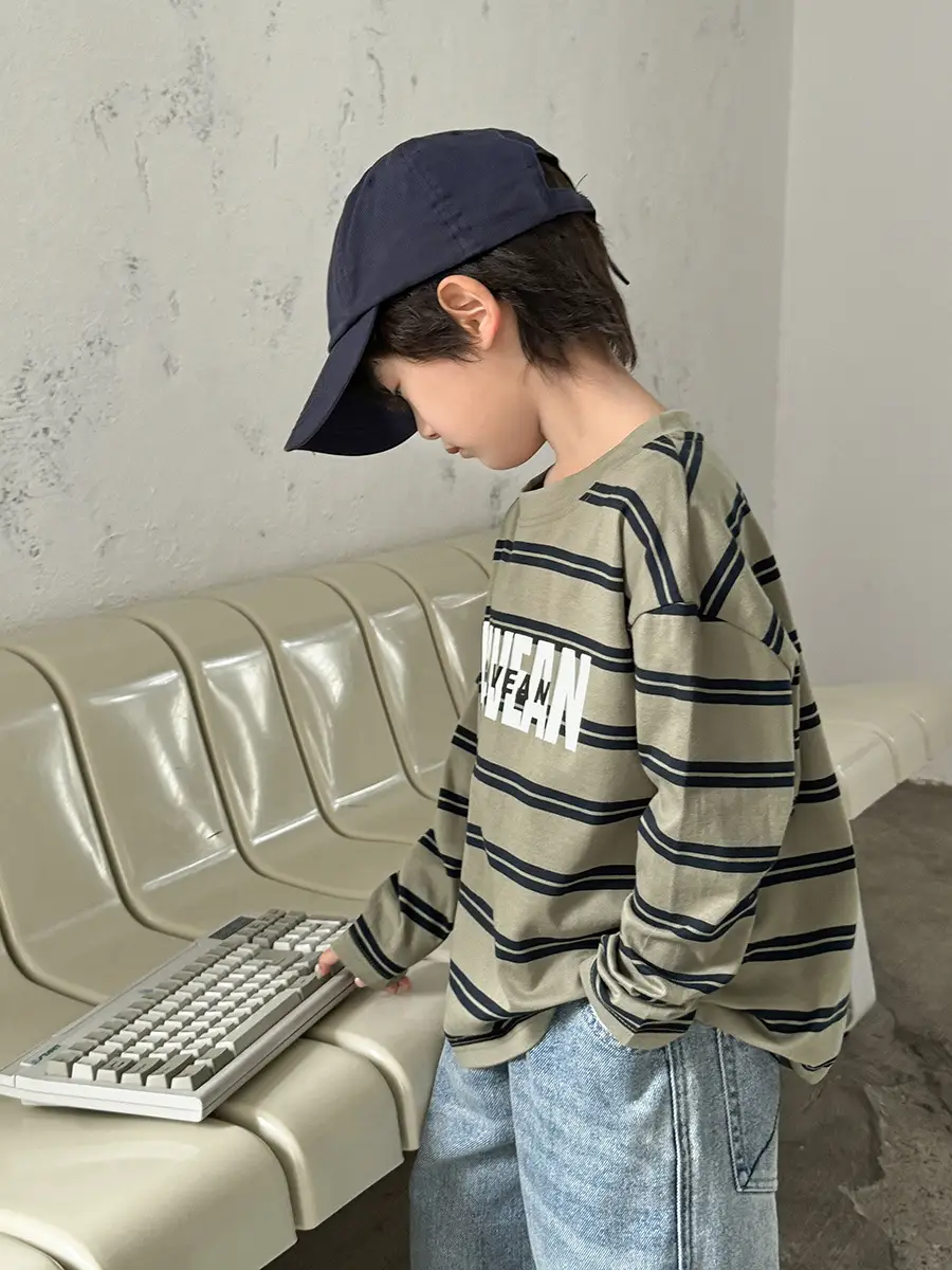 Boys Pure Cotton Striped Long Sleeve T-Shirt Set - Image 7
