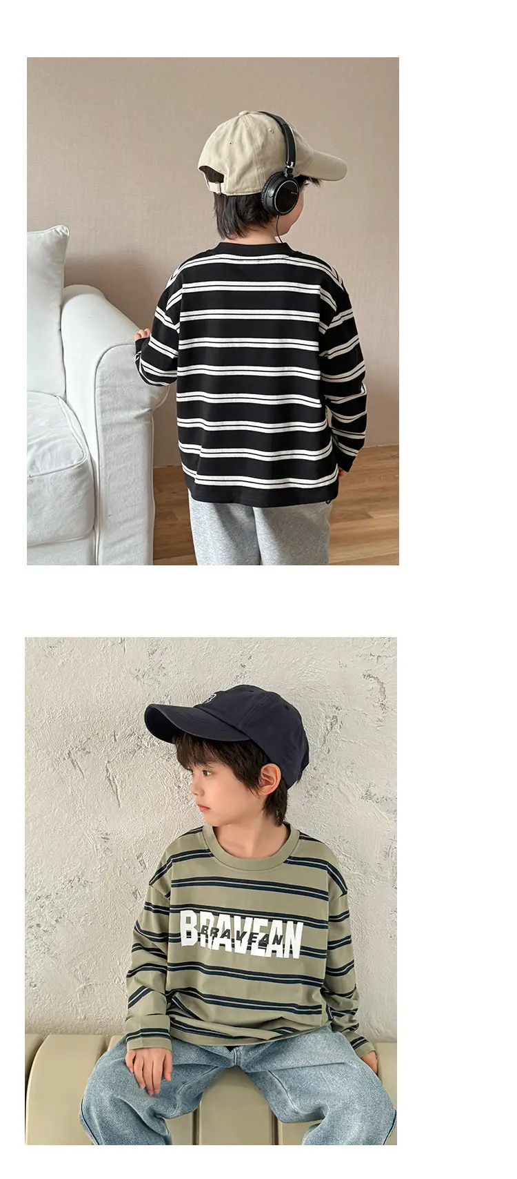 Boys Pure Cotton Striped Long Sleeve T-Shirt Set — feature 10