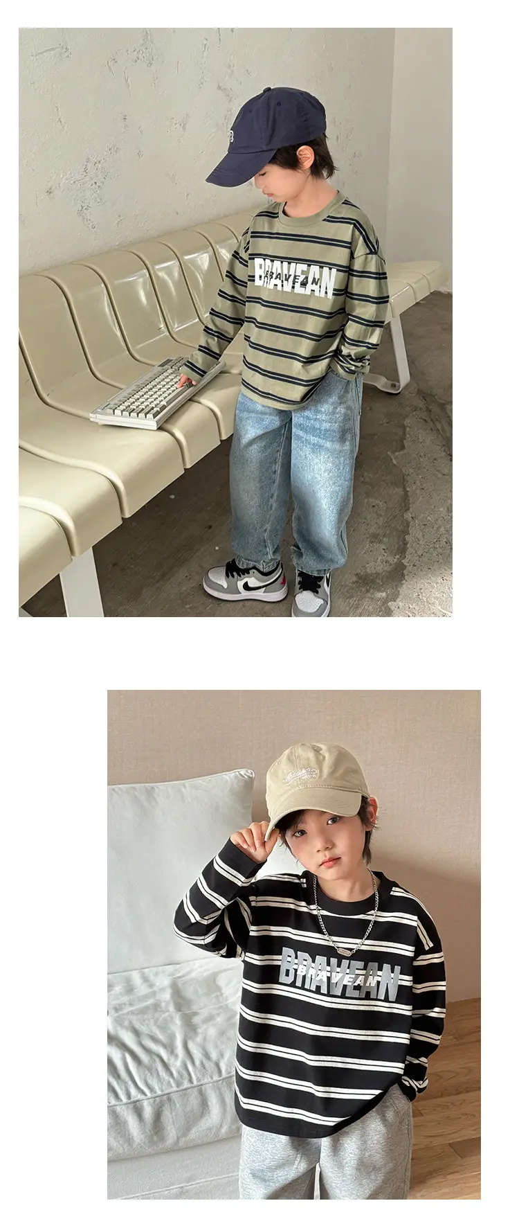 Boys Pure Cotton Striped Long Sleeve T-Shirt Set — feature 11