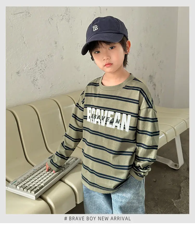 Boys Pure Cotton Striped Long Sleeve T-Shirt Set — feature 2