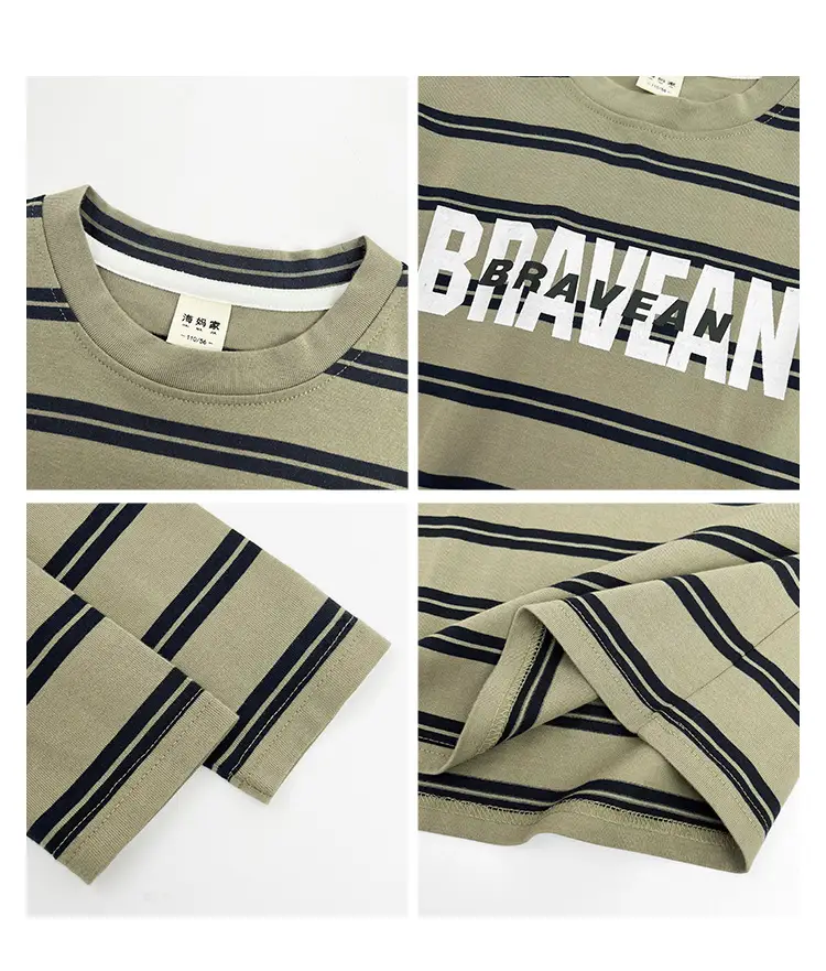 Boys Pure Cotton Striped Long Sleeve T-Shirt Set — feature 4