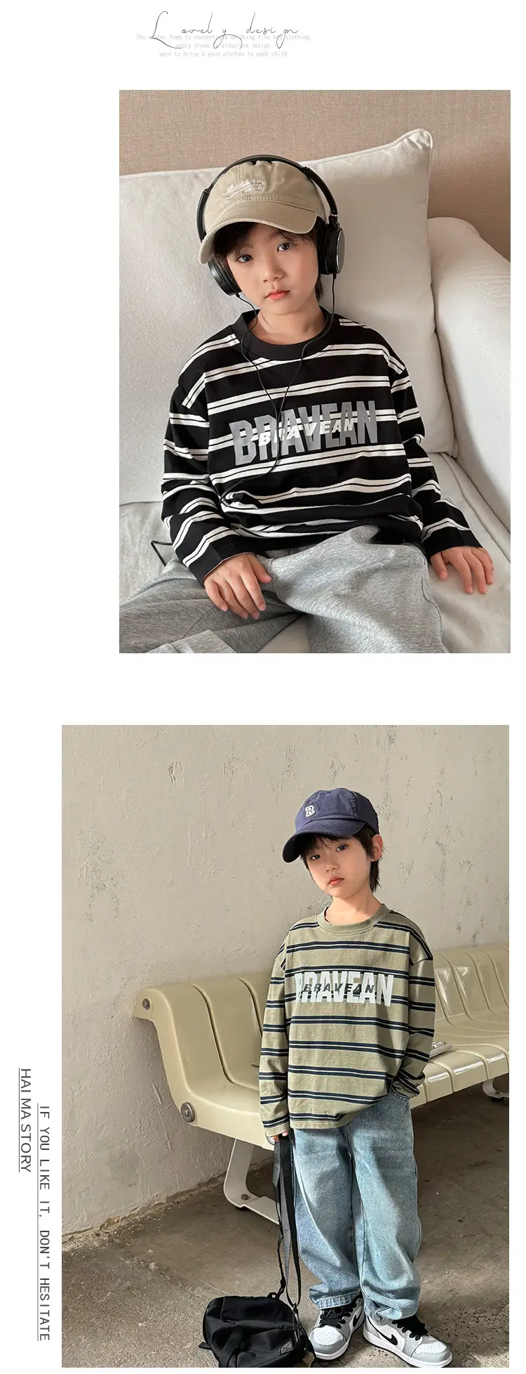 Boys Pure Cotton Striped Long Sleeve T-Shirt Set — feature 7