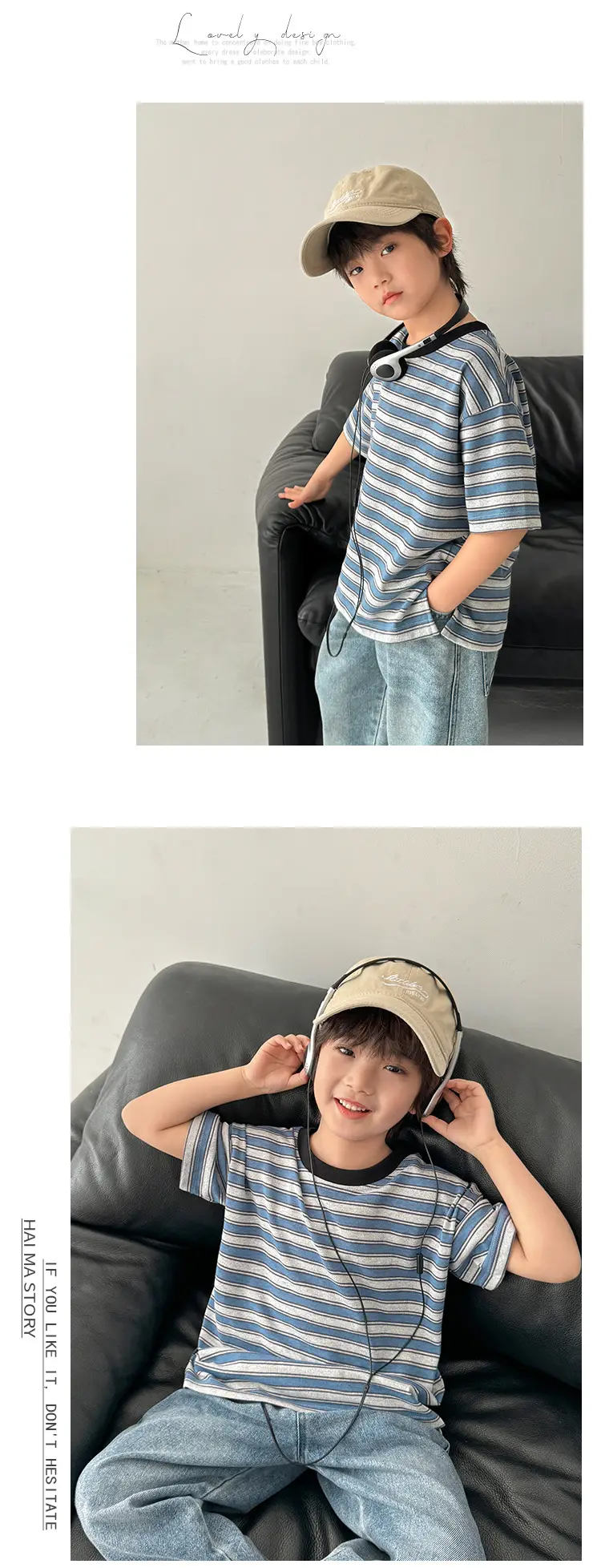 Boys Striped T-Shirt Short Sleeve Summer Outfit — feature 11
