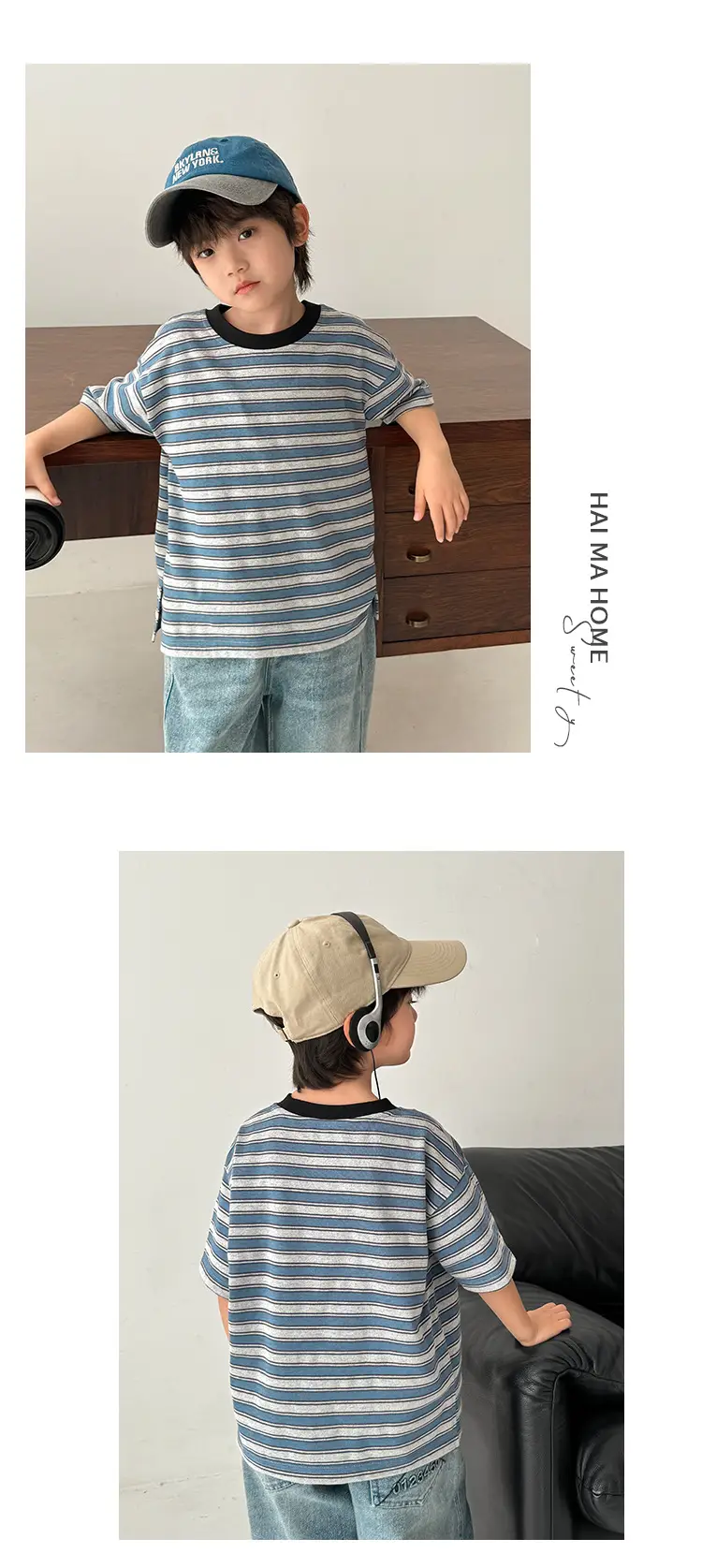 Boys Striped T-Shirt Short Sleeve Summer Outfit — feature 13