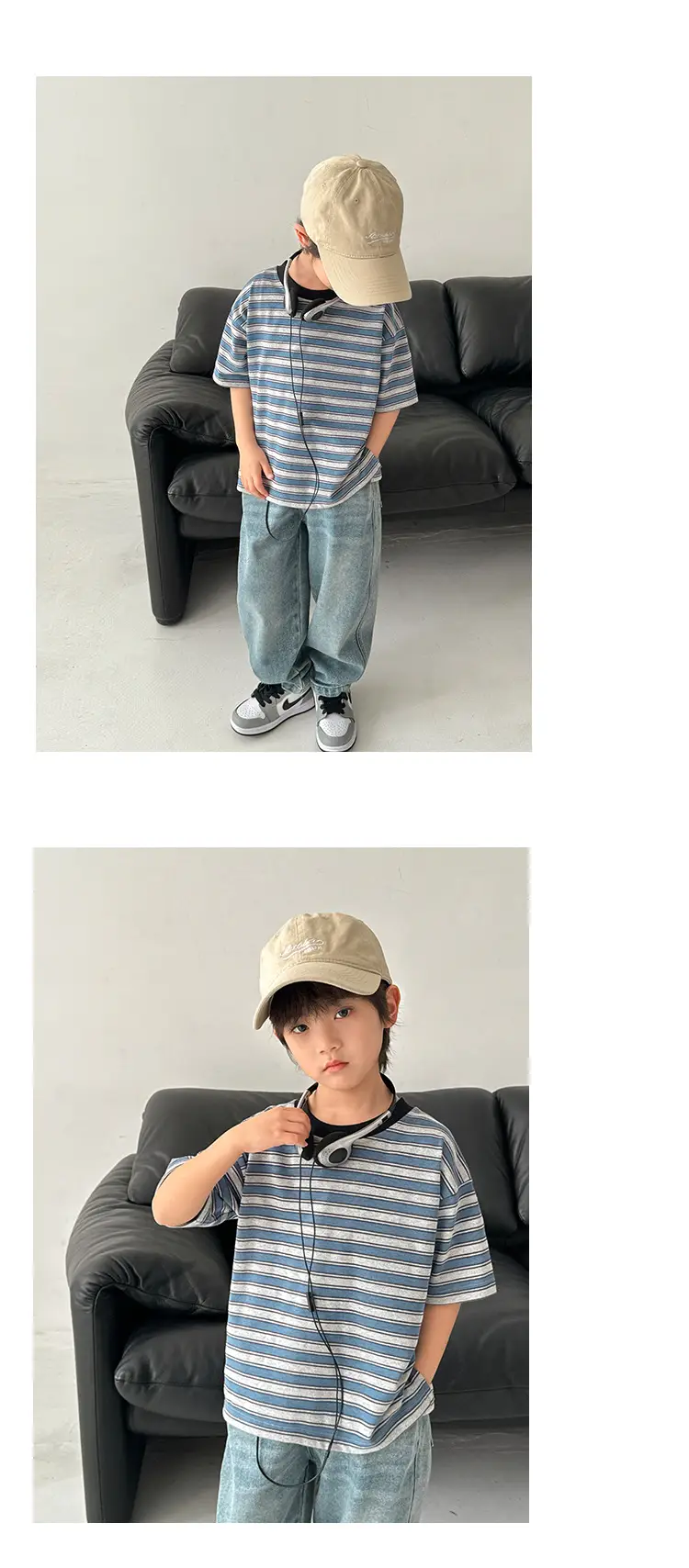 Boys Striped T-Shirt Short Sleeve Summer Outfit — feature 14