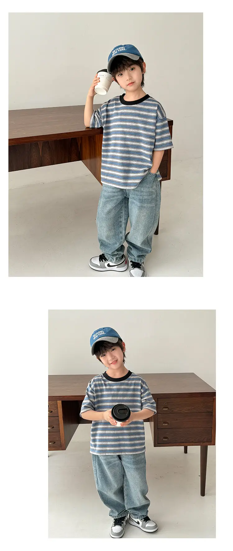 Boys Striped T-Shirt Short Sleeve Summer Outfit — feature 15
