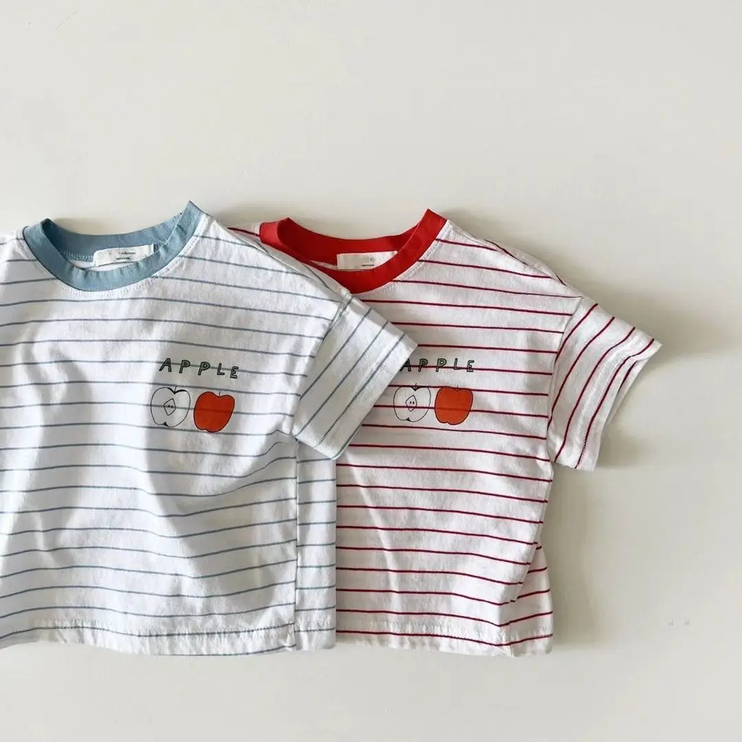Baby Striped T-Shirt Apple Crewneck Short Sleeve — feature 2