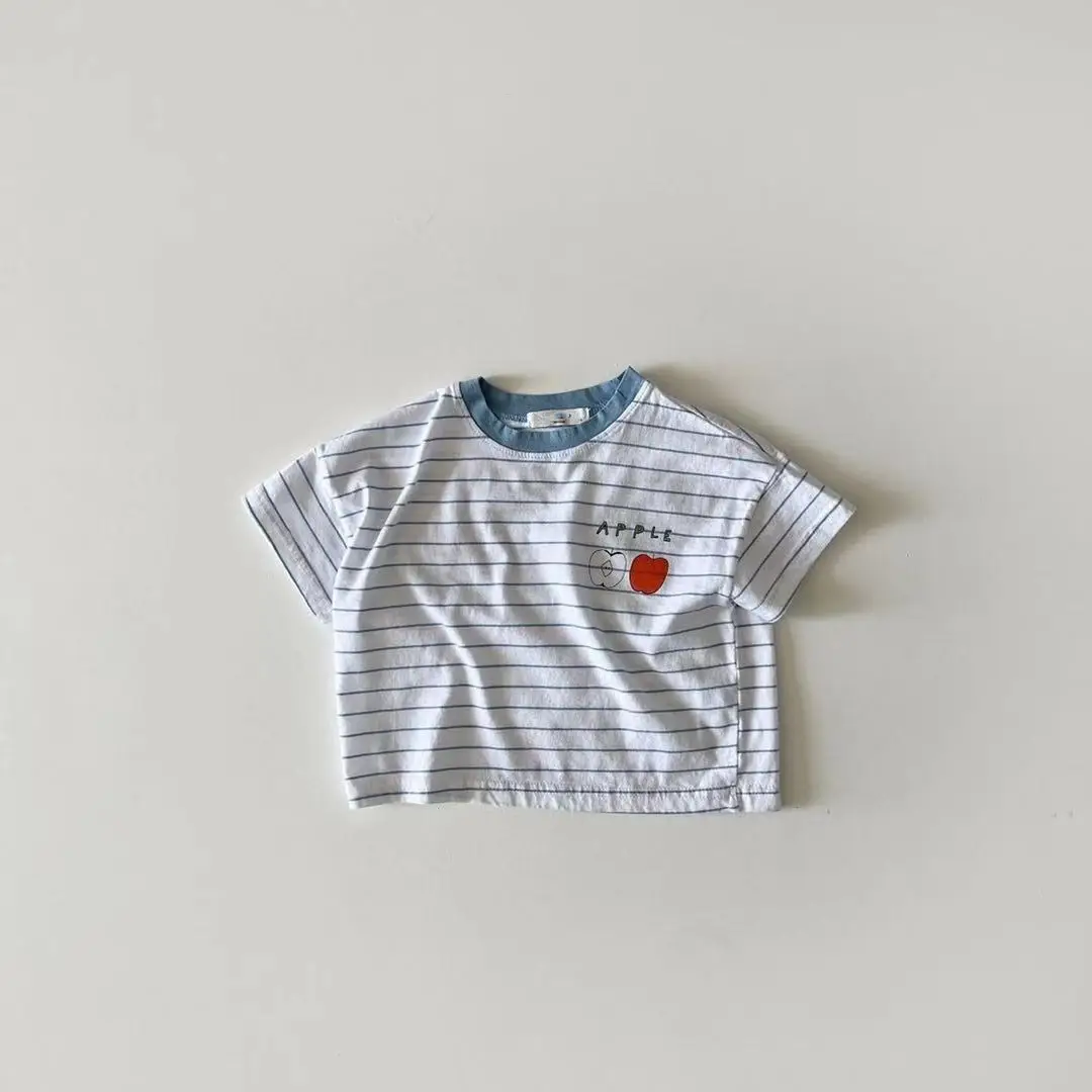 Baby Striped T-Shirt Apple Crewneck Short Sleeve — feature 3