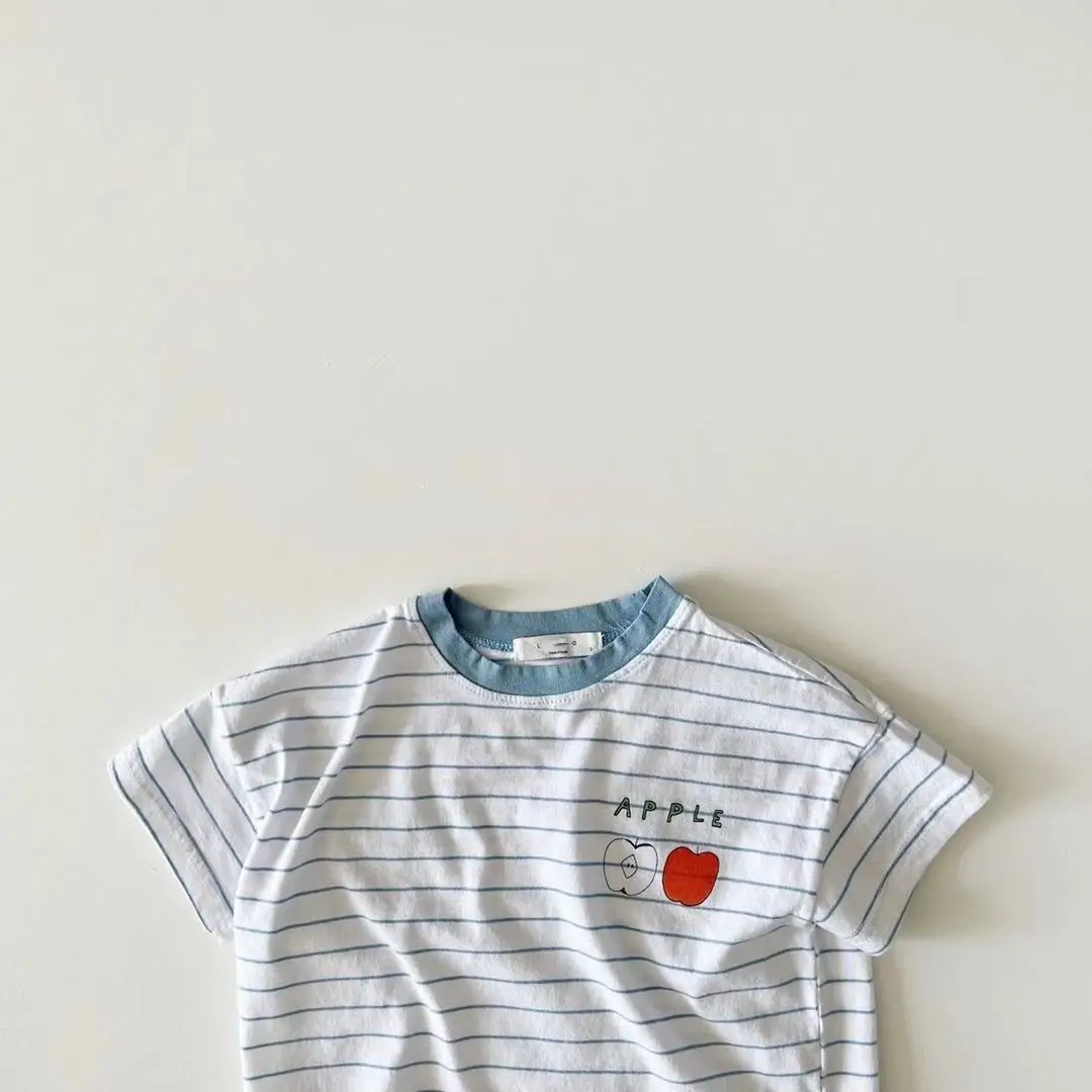 Baby Striped T-Shirt Apple Crewneck Short Sleeve — feature 8
