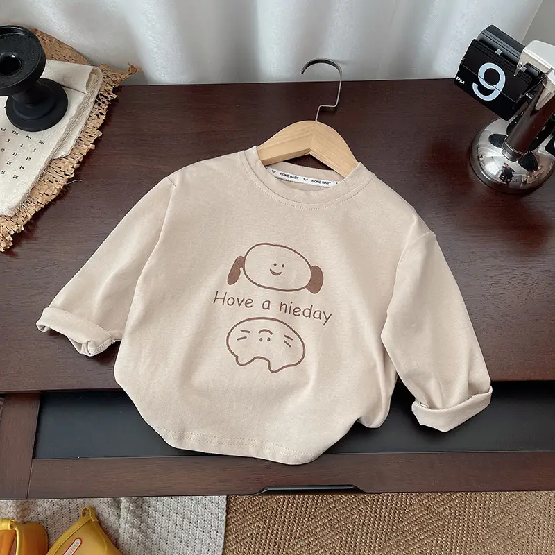 Beige Cotton Boys T-Shirt "Hove a Mieday" 2026 Spring Autumn - Image 4