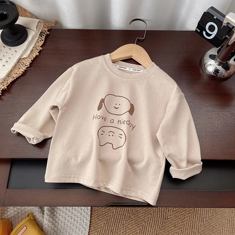 Beige Cotton Boys T-Shirt "Hove a Mieday" 2026 Spring Autumn - Image 5