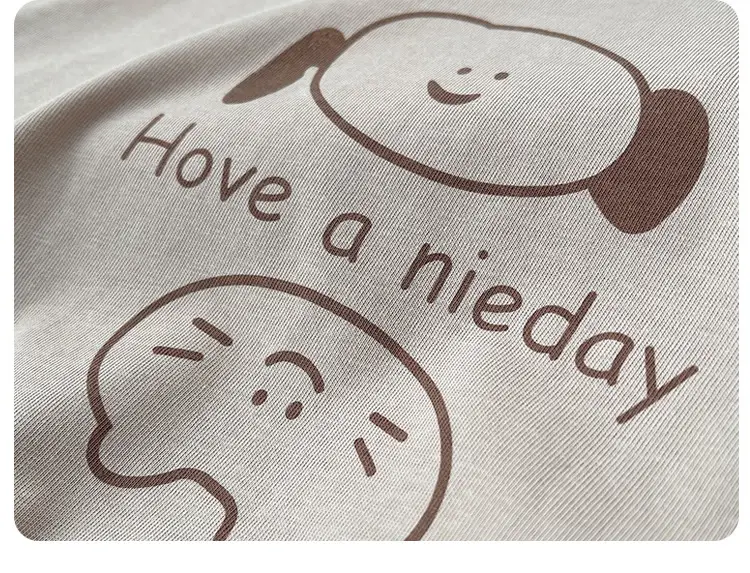 Beige Cotton Boys T-Shirt "Hove a Mieday" 2026 Spring Autumn — feature 7