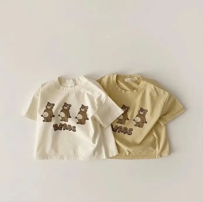 INS Baby T-shirt Three Bear Bear Crewneck Short Sleeve - Image 3