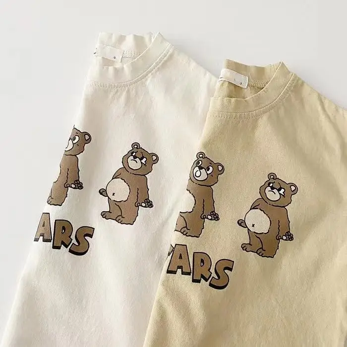INS Baby T-shirt Three Bear Bear Crewneck Short Sleeve — feature 2