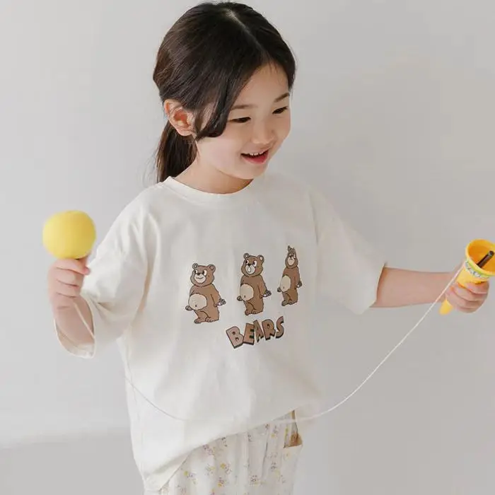 INS Baby T-shirt Three Bear Bear Crewneck Short Sleeve — feature 7