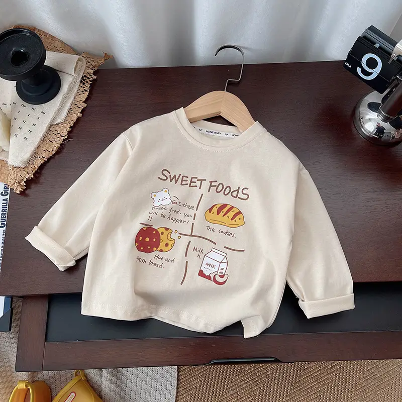 Boys Long Sleeve Cartoon T-Shirt Cream 2026 - Image 4