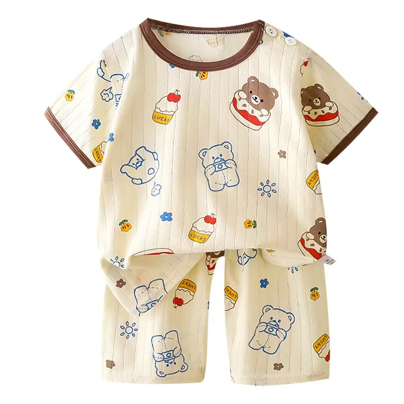 2026 Summer Kids Cotton Shorts Set with Bear Print - Image 30