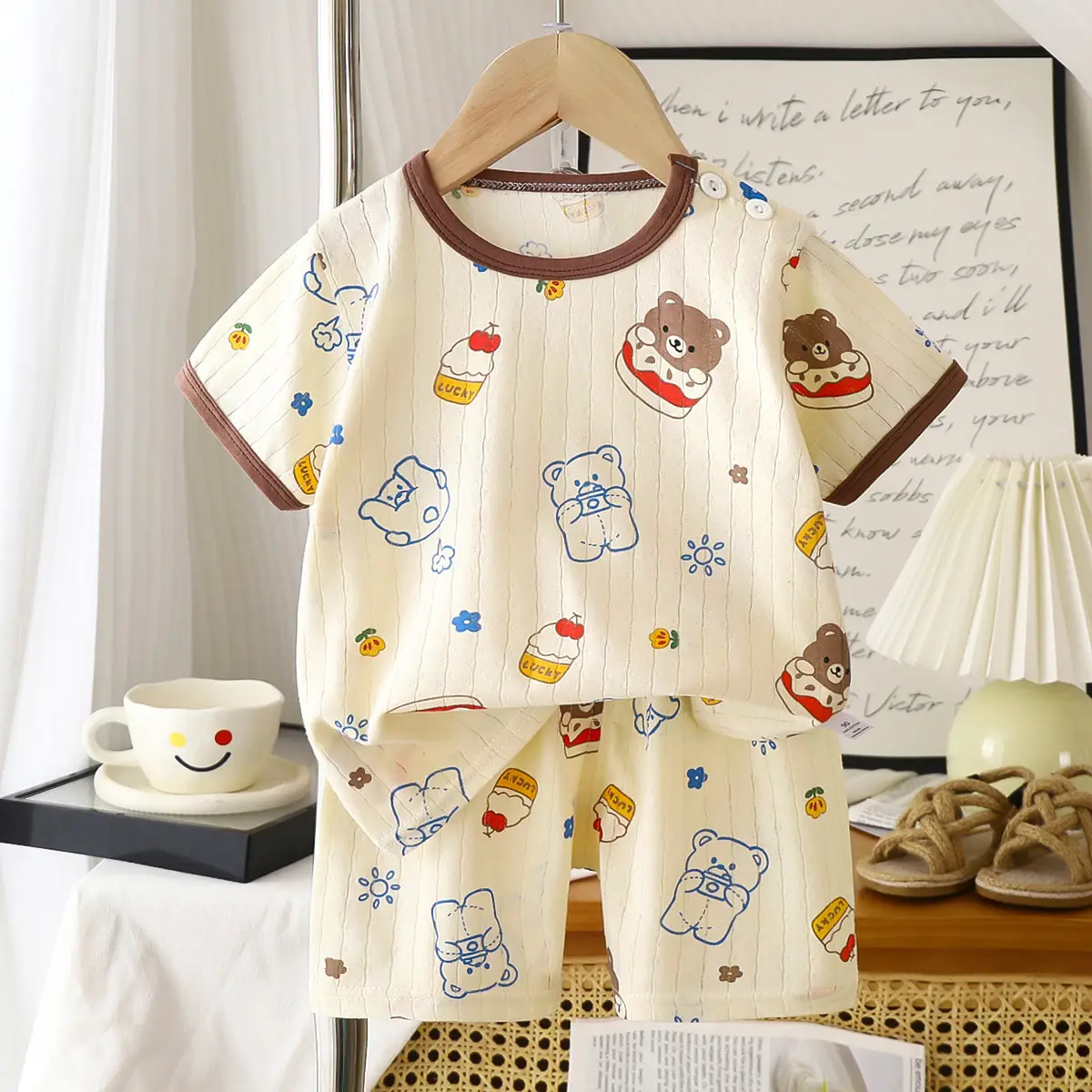 2026 Summer Kids Cotton Shorts Set with Bear Print - Image 11