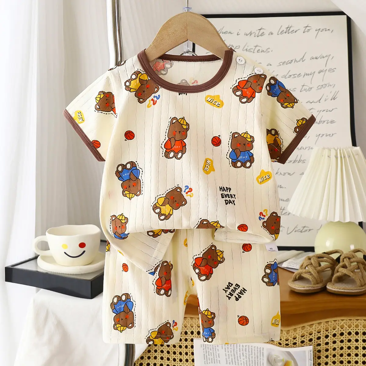 2026 Summer Kids Cotton Shorts Set with Bear Print - Image 13