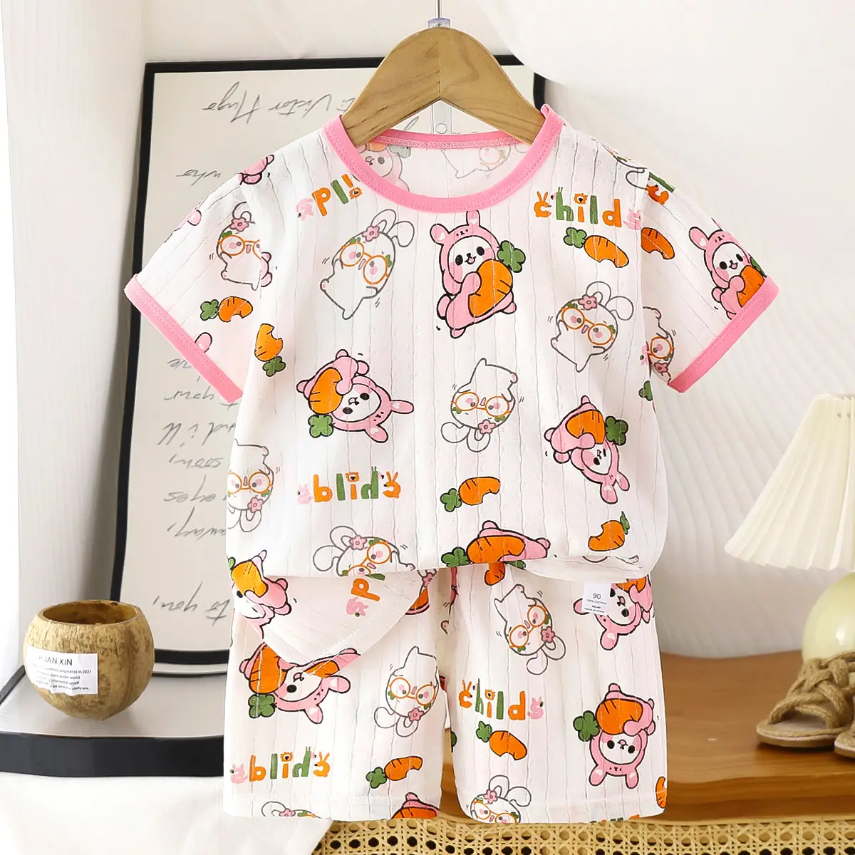 2026 Summer Kids Cotton Shorts Set with Bear Print - Image 18