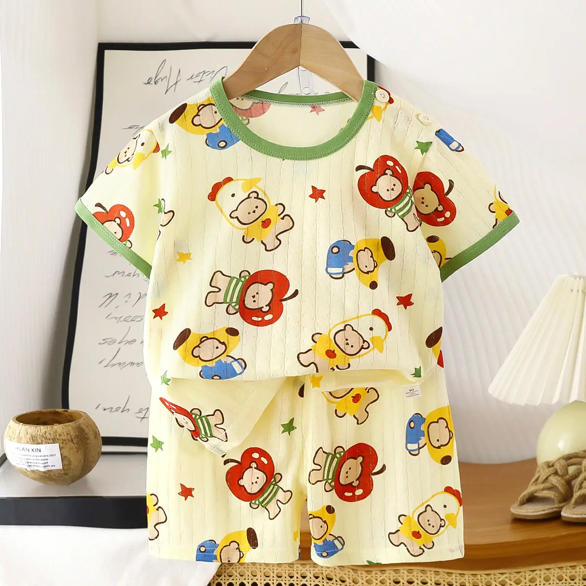 2026 Summer Kids Cotton Shorts Set with Bear Print - Image 23