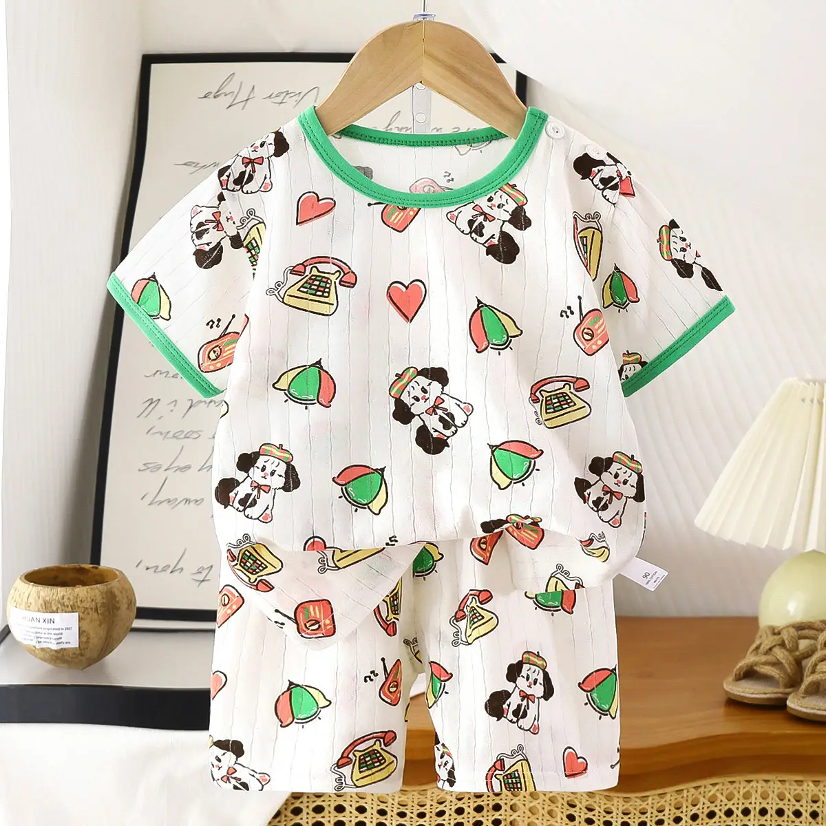 2026 Summer Kids Cotton Shorts Set with Bear Print - Image 24