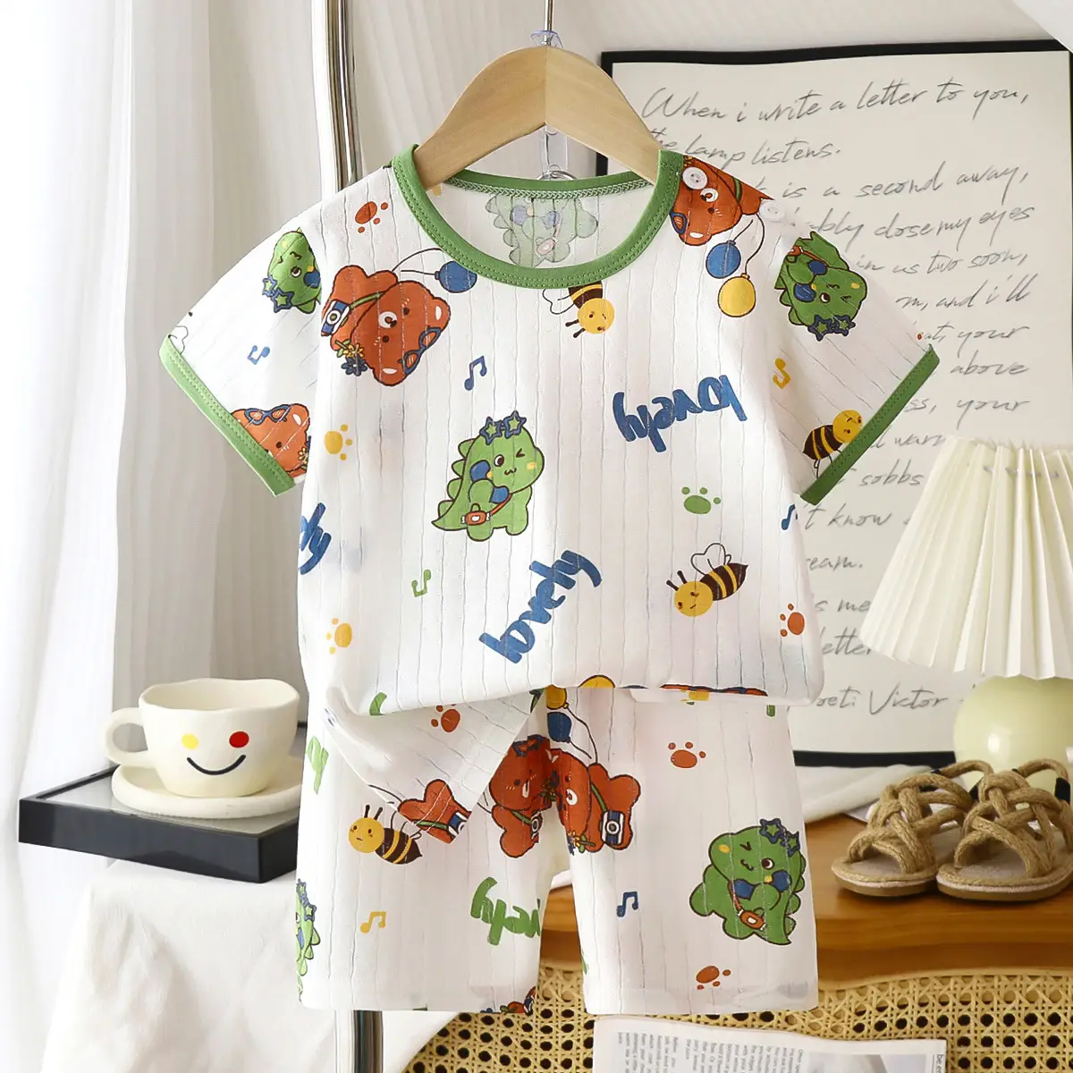 2026 Summer Kids Cotton Shorts Set with Bear Print - Image 25