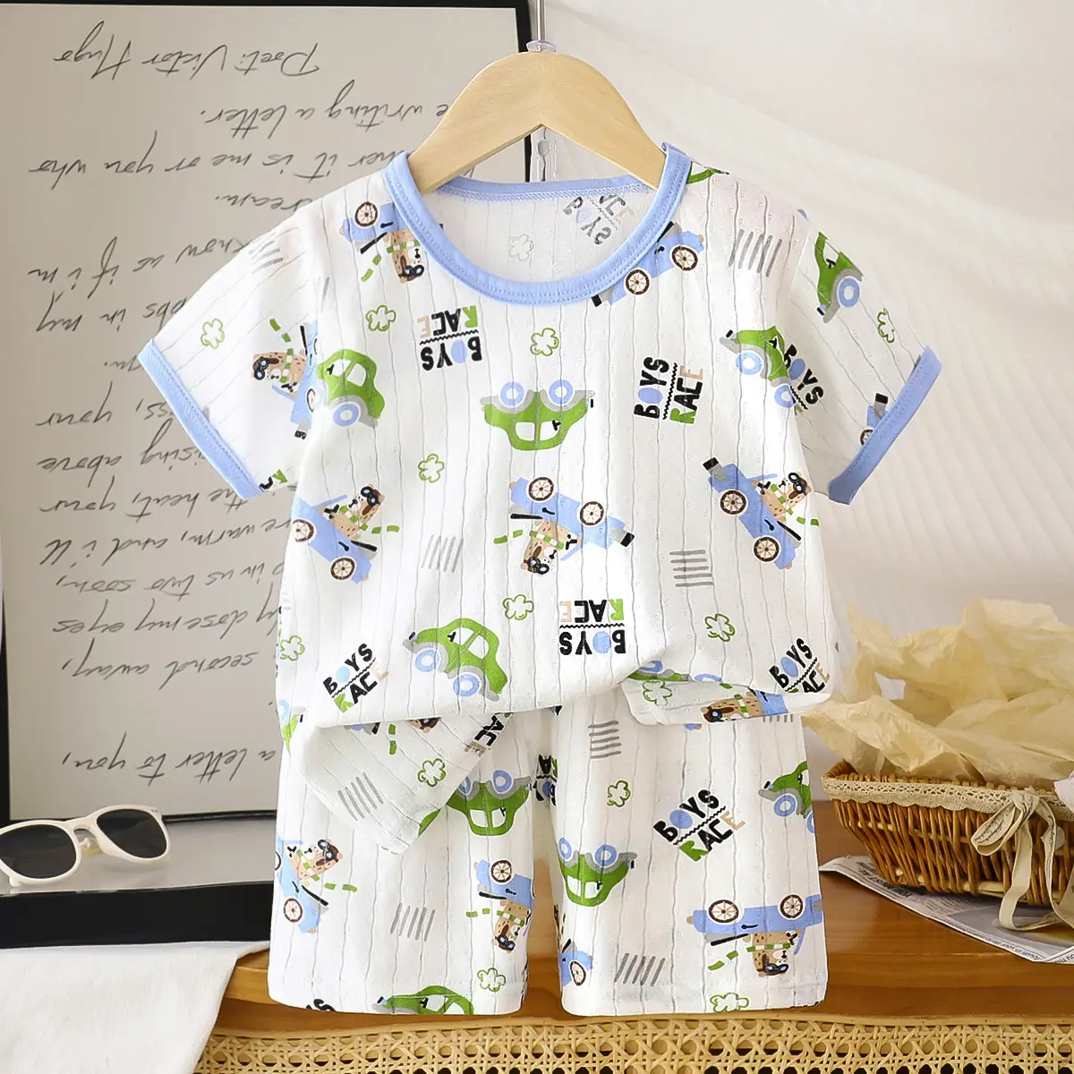 2026 Summer Kids Cotton Shorts Set with Bear Print - Image 28