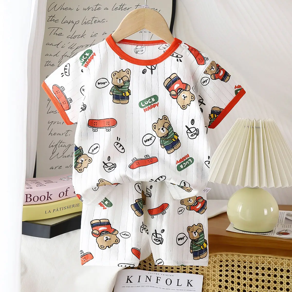 2026 Summer Kids Cotton Shorts Set with Bear Print - Image 4