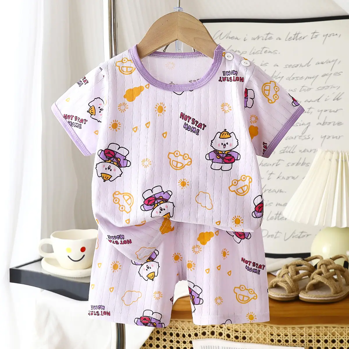 2026 Summer Kids Cotton Shorts Set with Bear Print - Image 8