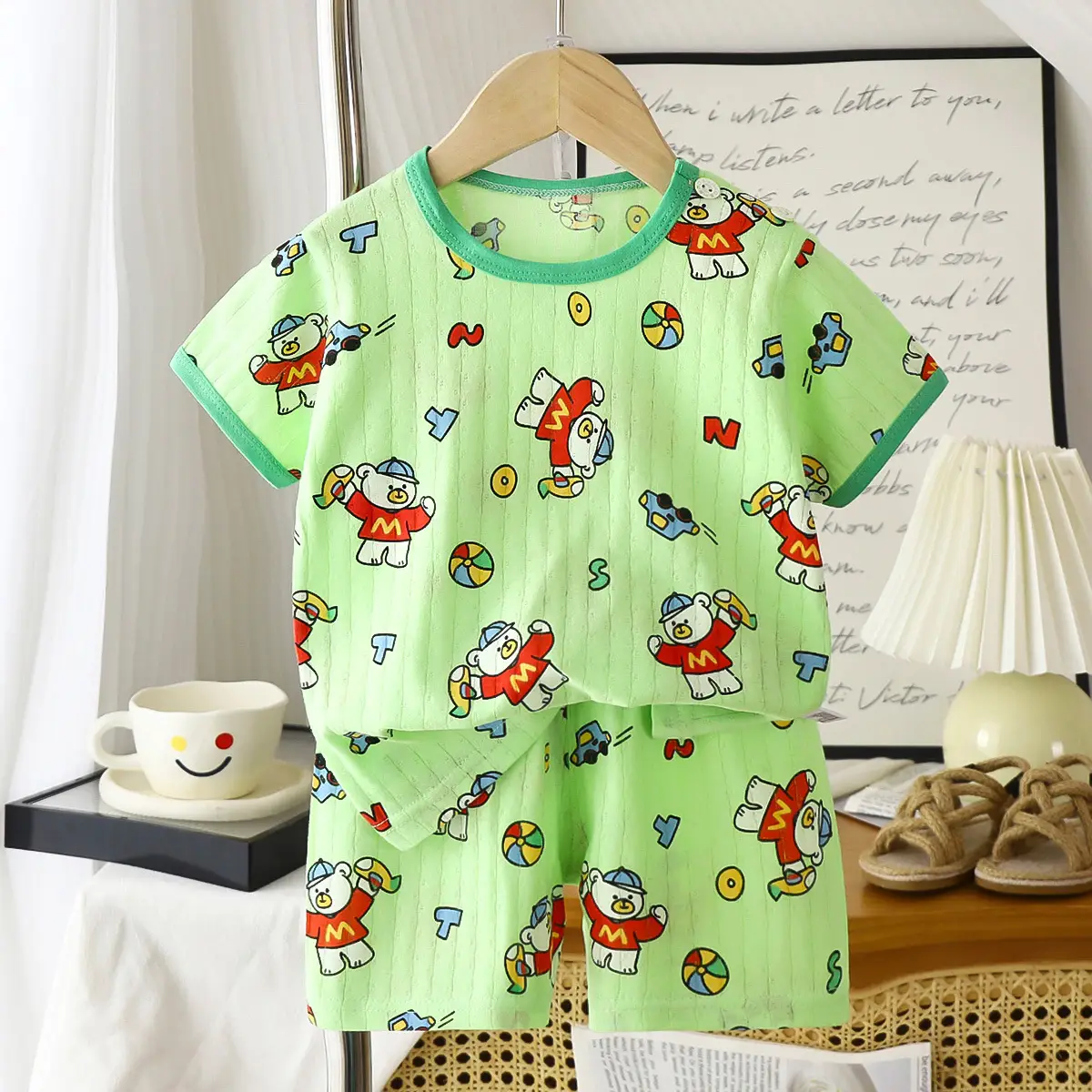 2026 Summer Kids Cotton Shorts Set with Bear Print - Image 9