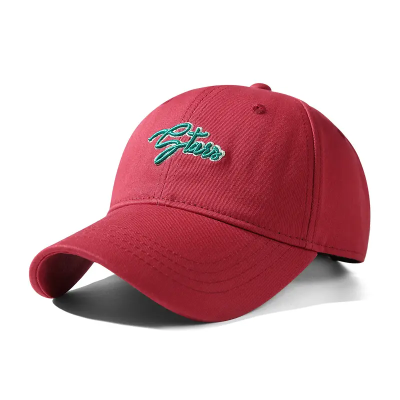 Red Korean Style Baseball Cap Women Men All Match