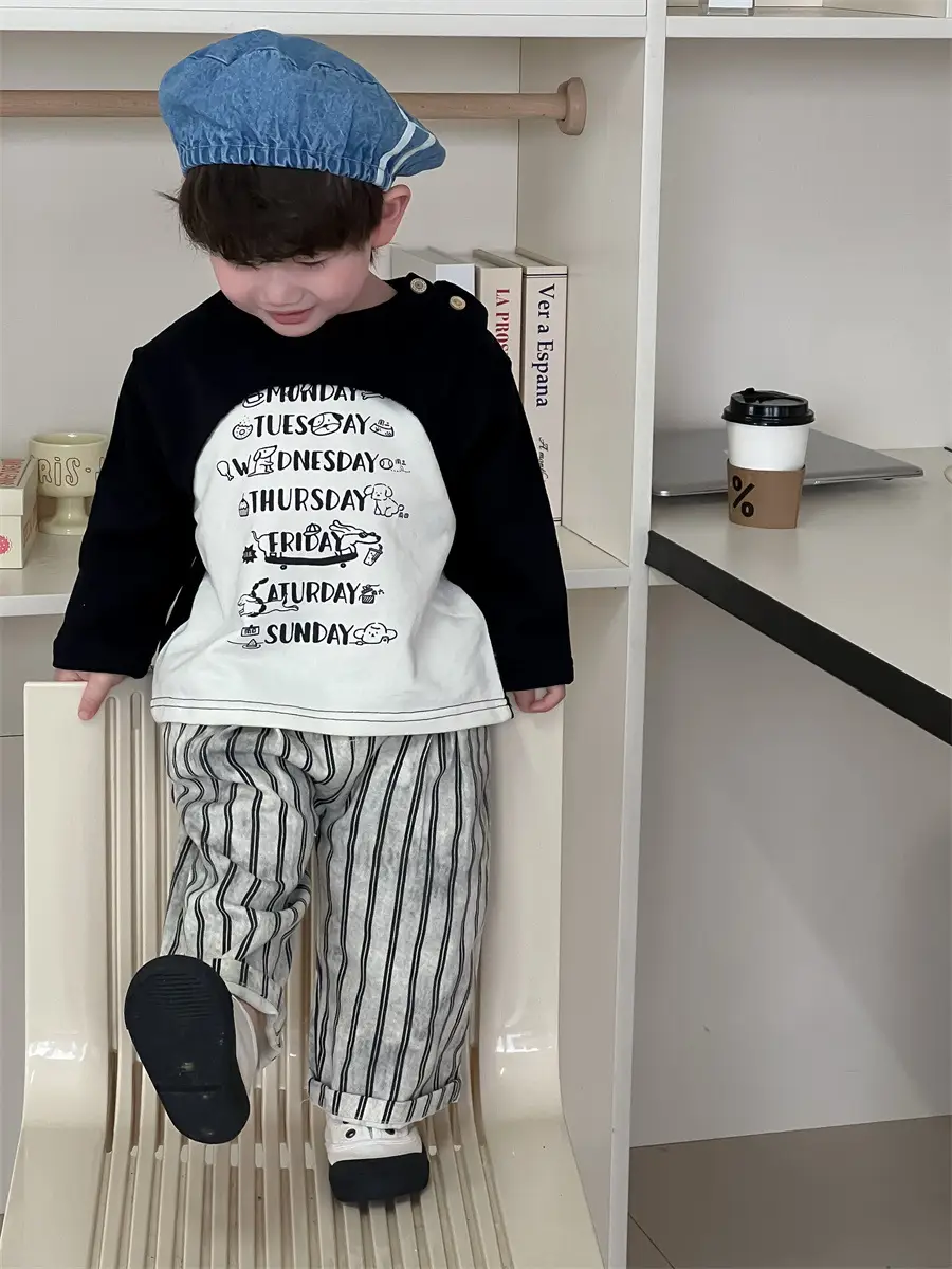 Kids Korean Style Autum 2025 T-Shirt Pants Set - Image 5