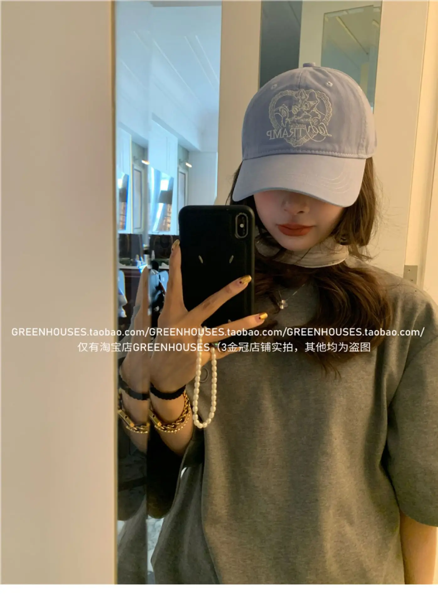 Women Navy Blue Heart Cap Baseball Cap — feature 8