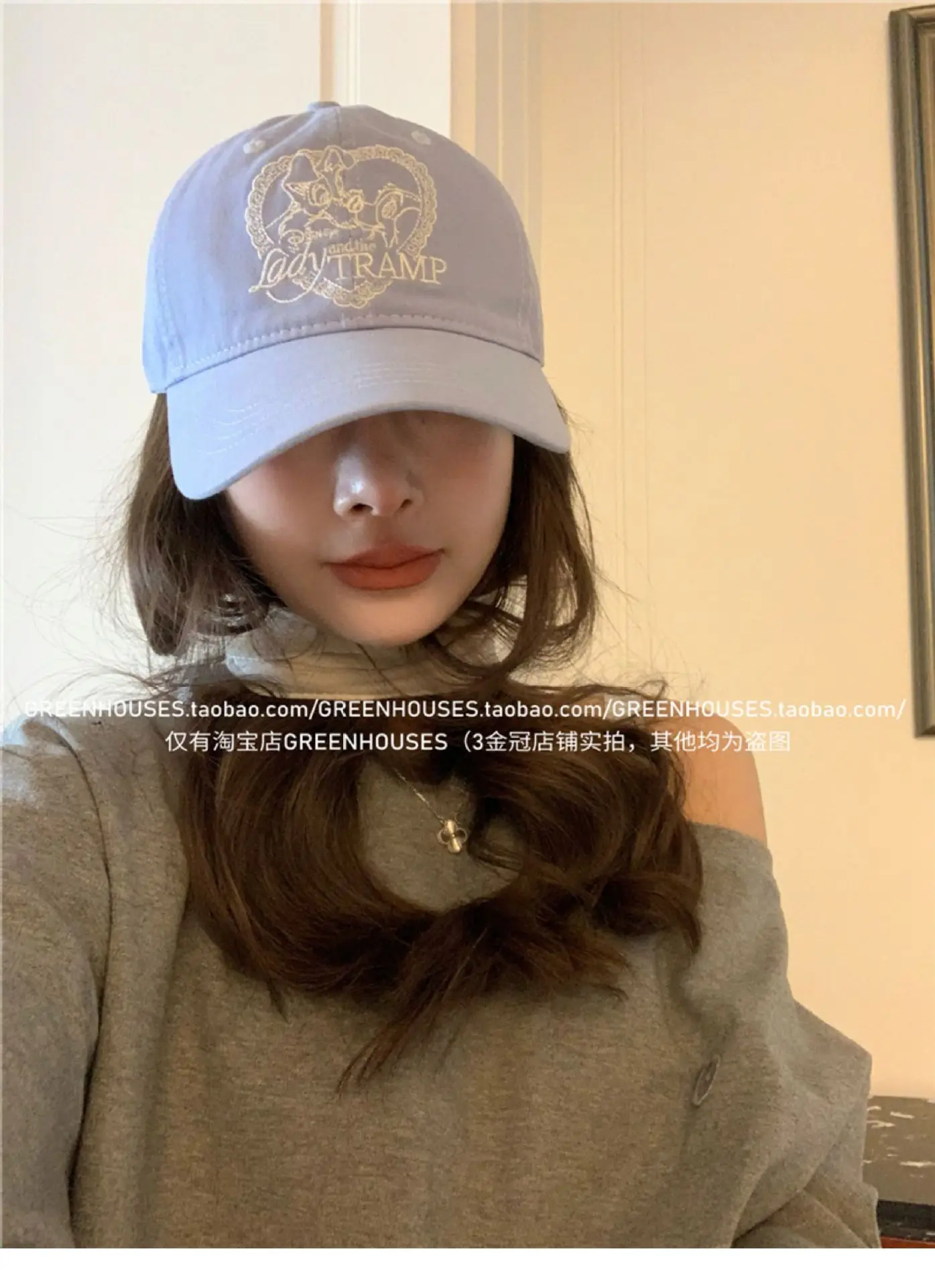 Women Navy Blue Heart Cap Baseball Cap — feature 9