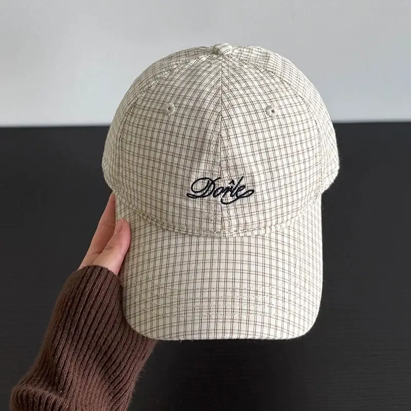 Women Plaid Baseball Cap Face Mask Casual Wear - Image 3