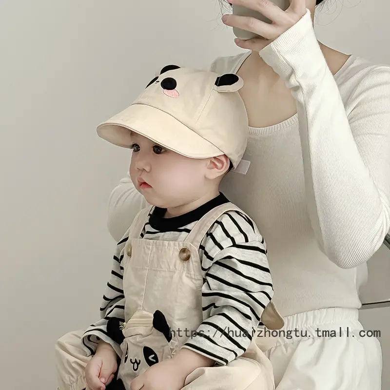Black Bunny Cap for Kids with Big Brim Sunshade — feature 6