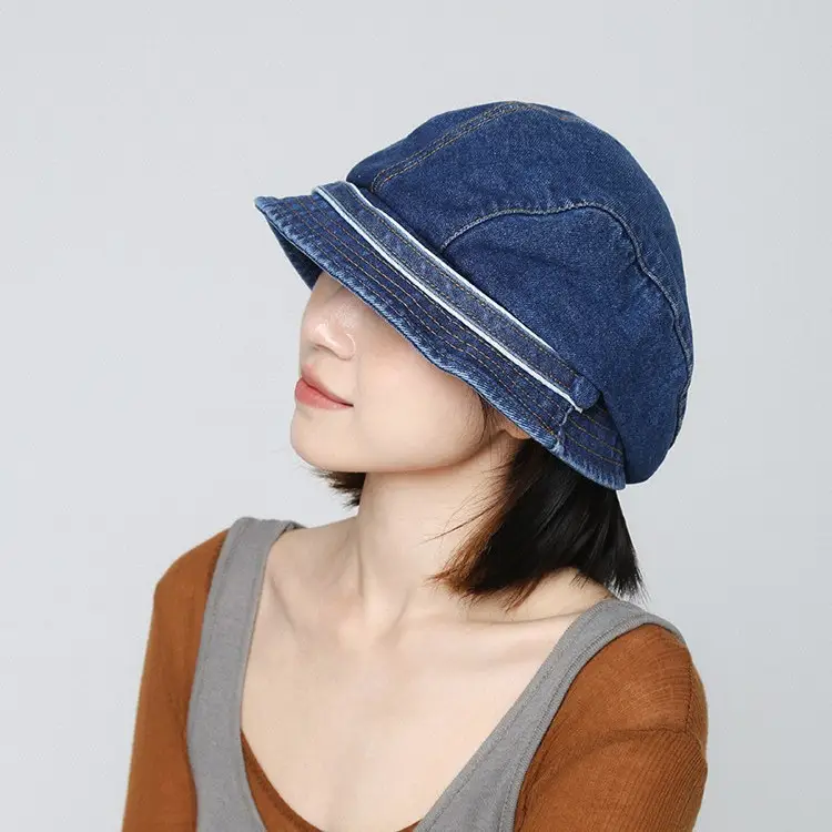 Women Korean Style Duckbill Cap Light Blue Fisherman Hat - Image 5